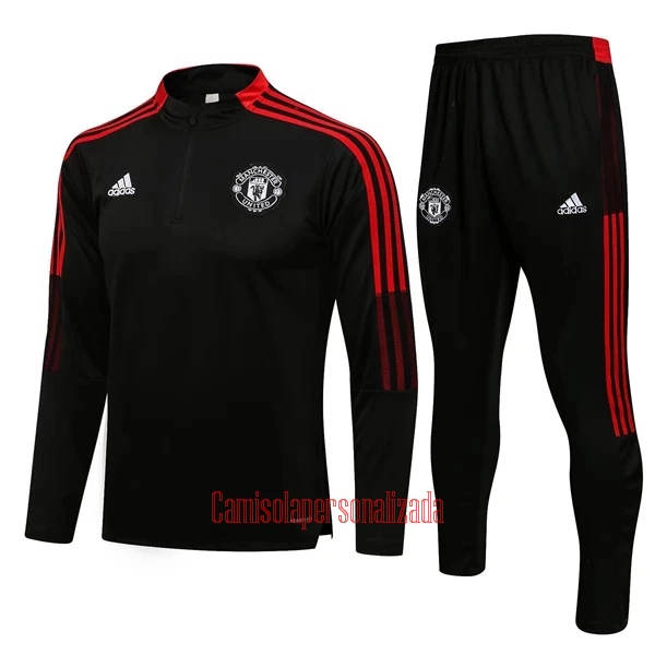 Manchester United Casaco de Treino Conjunto Criança 22/23 Preto-Vermelho