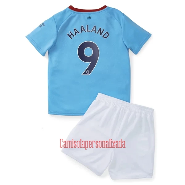 Camisolas Manchester City Erling Haaland 9 Criança Equipamento Principal 22/23