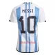 Camisolas Argentina Lionel Messi 10 Equipamento Principal Mundial 2022