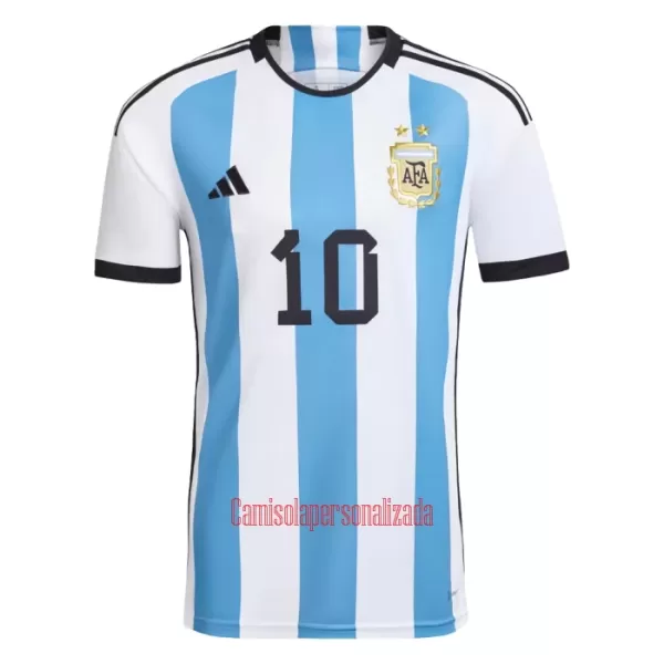 Camisolas Argentina Lionel Messi 10 Equipamento Principal Mundial 2022