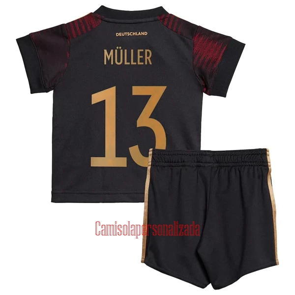 Camisolas Alemanha Thomas Müller 13 Criança Equipamento Alternativo Mundial 2022