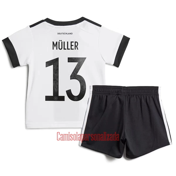 Camisolas Alemanha Thomas Müller 13 Criança Equipamento Principal Mundial 2022