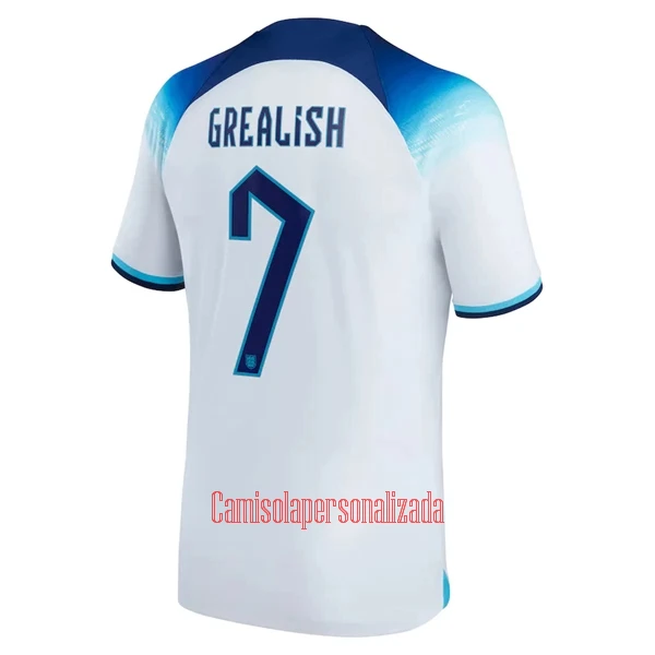 Camisolas Inglaterra Jack Grealish 7 Equipamento Principal Mundial 2022