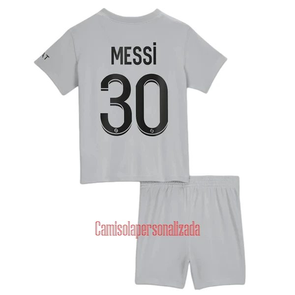 Camisolas Paris Saint-Germain Lionel Messi 30 Criança Equipamento Alternativo 22/23