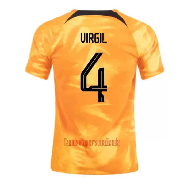 Camisolas Virgil van Dijk 4 Holanda Equipamento Principal Mundial 2022