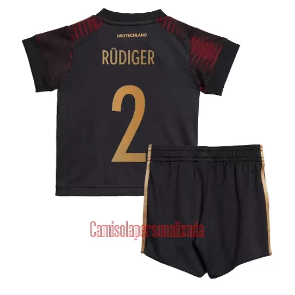 Camisolas Alemanha Antonio Rudiger 2 Criança Equipamento Alternativo Mundial 2022