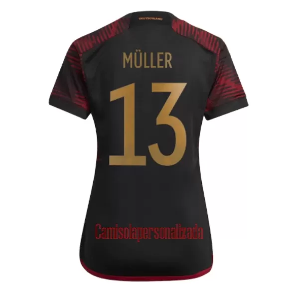 Camisolas Alemanha Thomas Müller 13 Mulher Equipamento Alternativo Mundial 2022