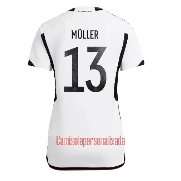 Camisolas Alemanha Thomas Müller 13 Mulher Equipamento Principal Mundial 2022