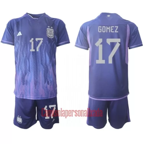 Camisolas Argentina Alejandro Gomez 17 Criança Equipamento Alternativo Mundial 2022