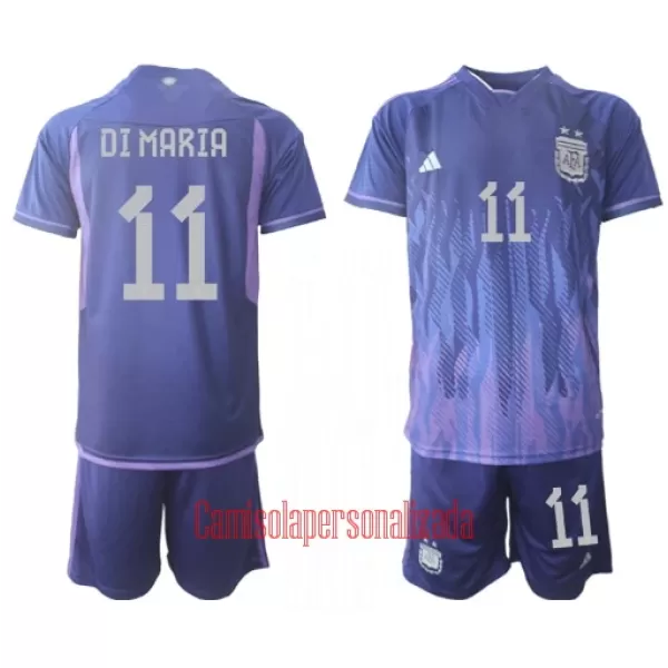 Camisolas Argentina Angel Ángel Di María 11 Criança Equipamento Alternativo Mundial 2022