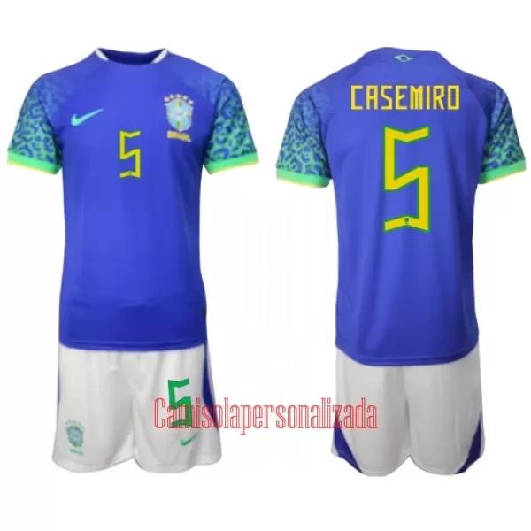 Camisolas Brasil Casemiro 5 Criança Equipamento Alternativo Mundial 2022