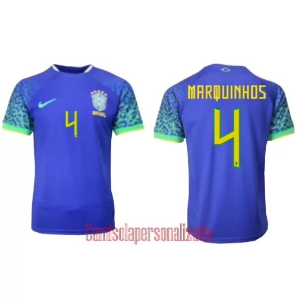 Camisolas Brasil Marquinhos 4 Equipamento Alternativo Mundial 2022