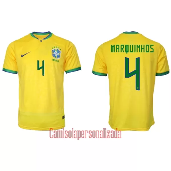 Camisolas Brasil Marquinhos 4 Equipamento Principal Mundial 2022