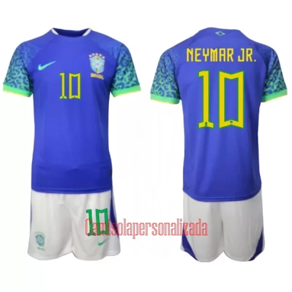 Camisolas Brasil Neymar Jr 10 Criança Equipamento Alternativo Mundial 2022