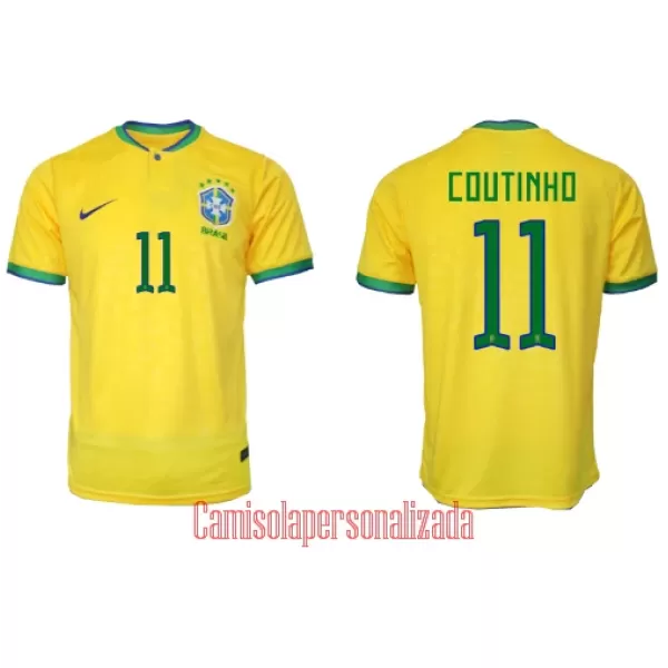 Camisolas Brasil Philippe Coutinho 11 Equipamento Principal Mundial 2022