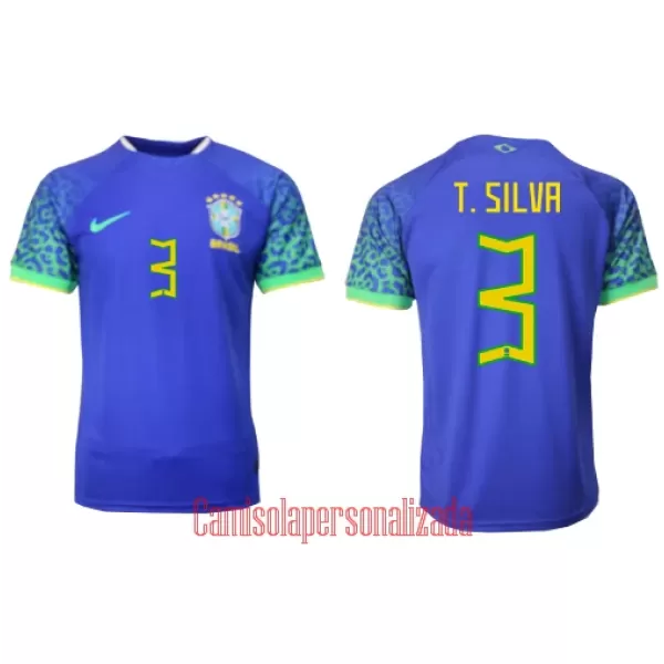 Camisolas Brasil Thiago Silva 3 Equipamento Alternativo Mundial 2022