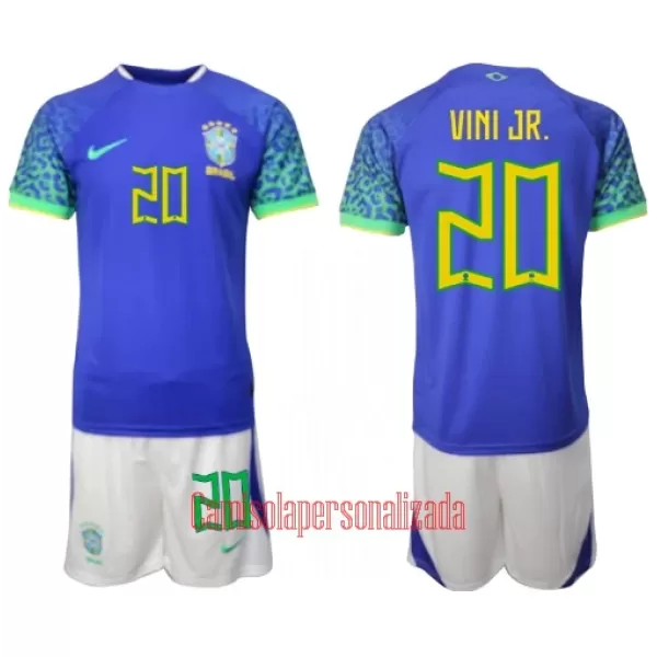 Camisolas Brasil Vinicius Junior 20 Criança Equipamento Alternativo Mundial 2022