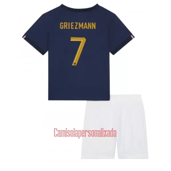 Camisolas França Antoine Griezmann 7 Criança Equipamento Principal Mundial 2022