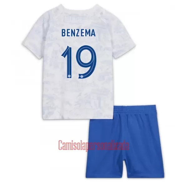 Camisolas França Karim Benzema 19 Criança Equipamento Alternativo Mundial 2022