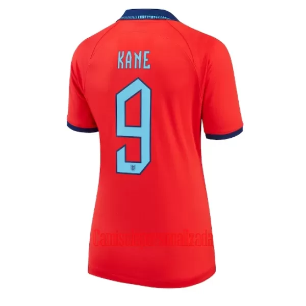 Camisolas Inglaterra Harry Kane 9 Mulher Equipamento Alternativo Mundial 2022