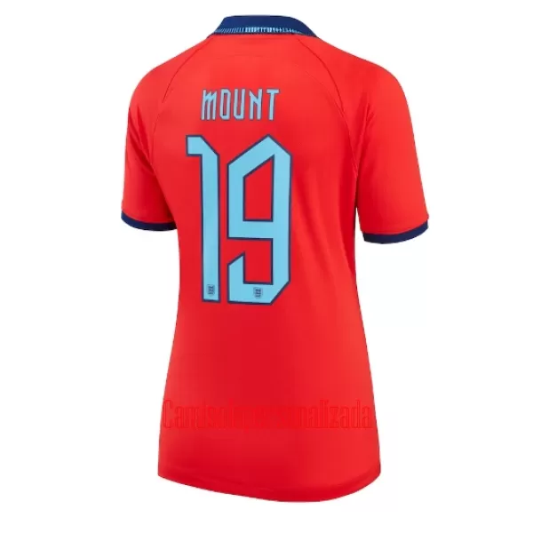 Camisolas Inglaterra Mason Mount 19 Mulher Equipamento Alternativo Mundial 2022