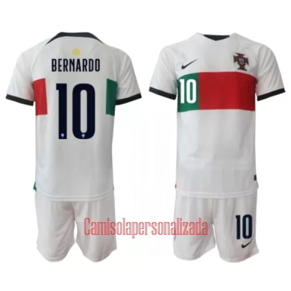 Camisolas Portugal Bernardo Silva 10 Criança Equipamento Alternativo Mundial 2022