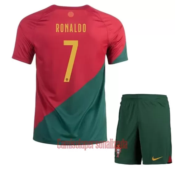 Camisolas Portugal Cristiano Ronaldo 7 Criança Equipamento Principal Mundial 2022