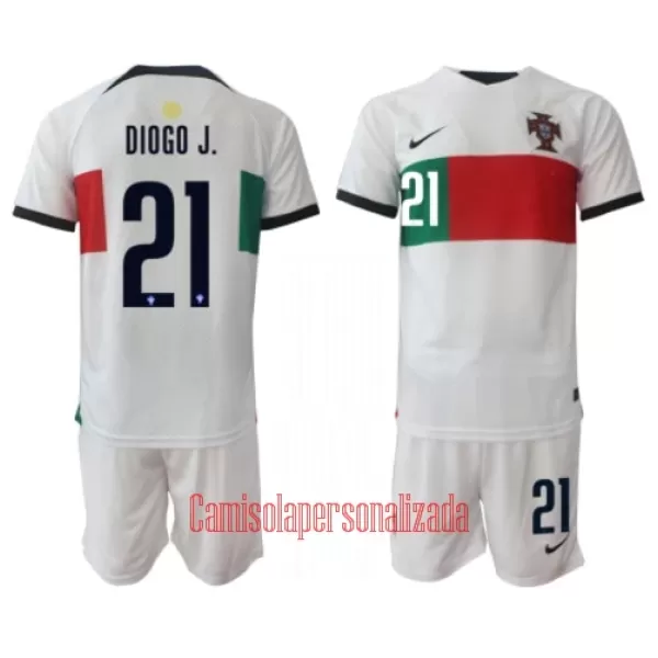 Camisolas Portugal Diogo Jota 21 Criança Equipamento Alternativo Mundial 2022