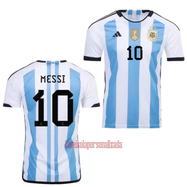 Camisolas Argentina 3 Star Lionel Messi 10 Equipamento Principal Mundial 2022