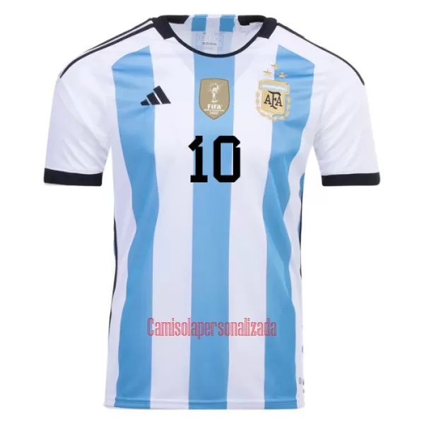 Camisolas Argentina 3 Star Lionel Messi 10 Equipamento Principal Mundial 2022