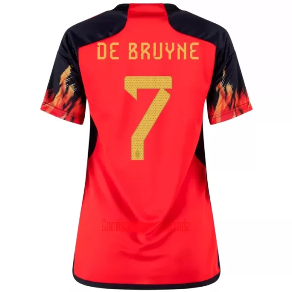 Camisolas Bélgica Kevin De Bruyne 7 Mulher Equipamento Principal Mundial 2022