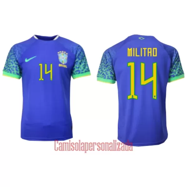 Camisolas Brasil Éder Militão 14 Equipamento Alternativo Mundial 2022