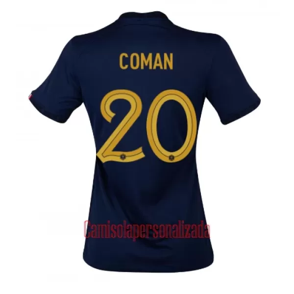 Camisolas França Kingsley Coman 20 Mulher Equipamento Principal Mundial 2022