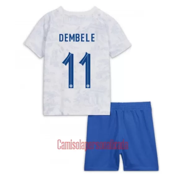 Camisolas França Ousmane Dembélé 11 Criança Equipamento Alternativo Mundial 2022