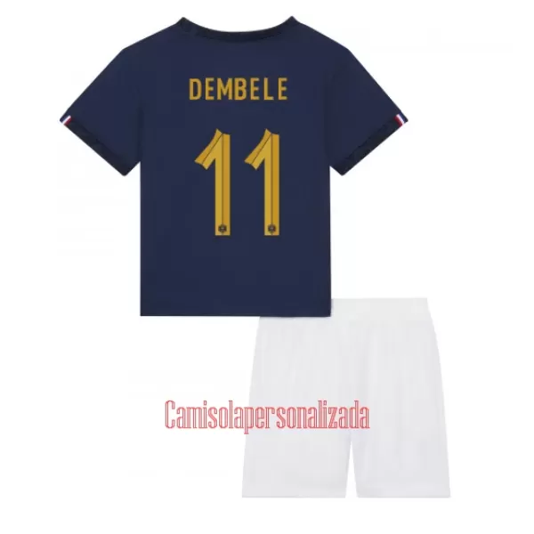 Camisolas França Ousmane Dembélé 11 Criança Equipamento Principal Mundial 2022