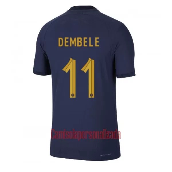 Camisolas França Ousmane Dembélé 11 Equipamento Principal Mundial 2022