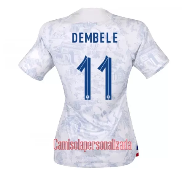 Camisolas França Ousmane Dembélé 11 Mulher Equipamento Alternativo Mundial 2022