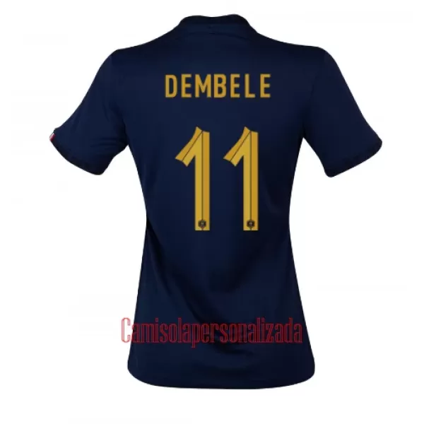 Camisolas França Ousmane Dembélé 11 Mulher Equipamento Principal Mundial 2022