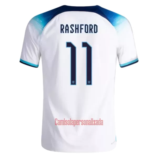 Camisolas Inglaterra Marcus Rashford 11 Equipamento Principal Mundial 2022