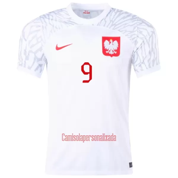 Camisolas Polônia Robert Lewandowski 9 Equipamento Principal Mundial 2022