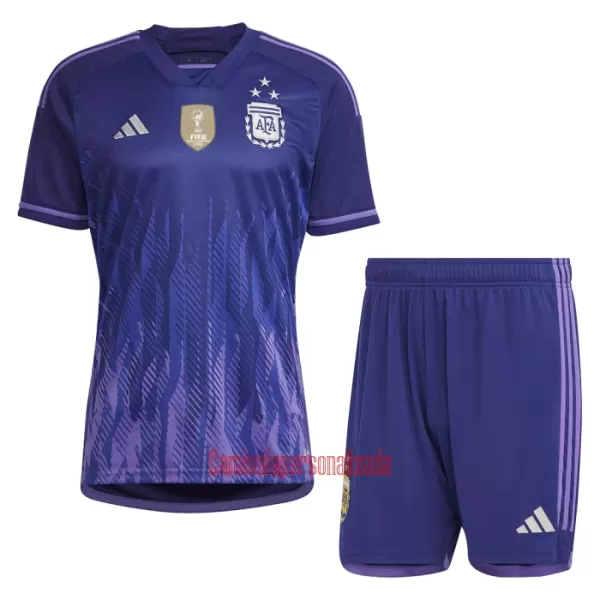 Camisolas Argentina 3 Star Criança Equipamento Alternativo Mundial 2022