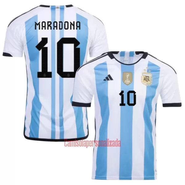 Camisolas Argentina 3 Star MARADONA 10 Equipamento Principal Mundial 2022