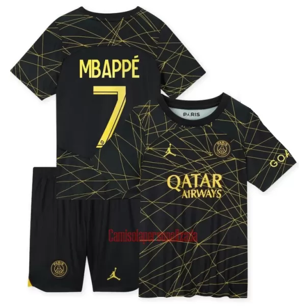 Camisolas Paris Saint-Germain Kylian Mbappé 7 Criança Equipamento 4ª 22/23