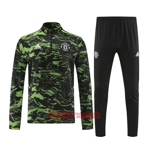 Manchester United Conjunto de Moletom de Treino 22/23 Preto Verde