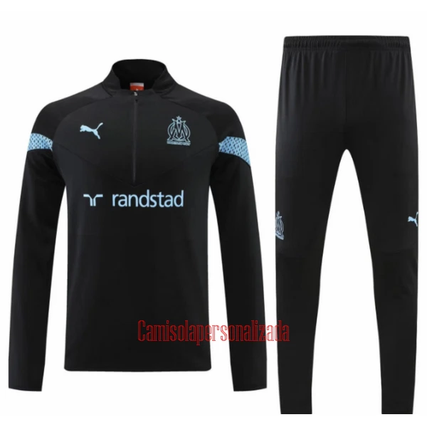 Olympique Marseille Conjunto de Moletom de Treino 22/23 Preto