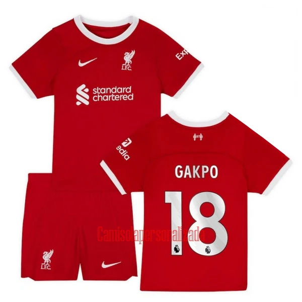 Camisolas Liverpool Cody Gakpo 18 Criança Equipamento Principal 23/24