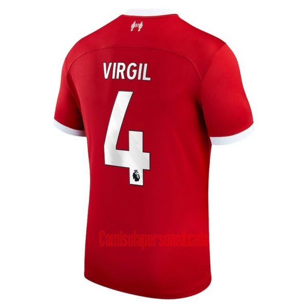 Camisolas Liverpool Virgil van Dijk 4 Equipamento Principal 23/24