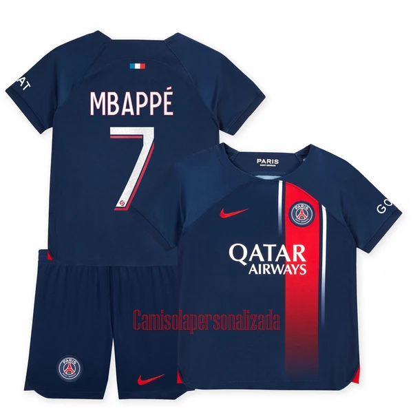 Camisolas Paris Saint-Germain Kylian Mbappé 7 Criança Equipamento Principal 23/24