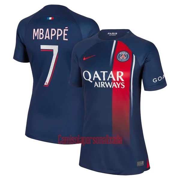 Camisolas Paris Saint-Germain Kylian Mbappé 7 Mulher Equipamento Principal 23/24