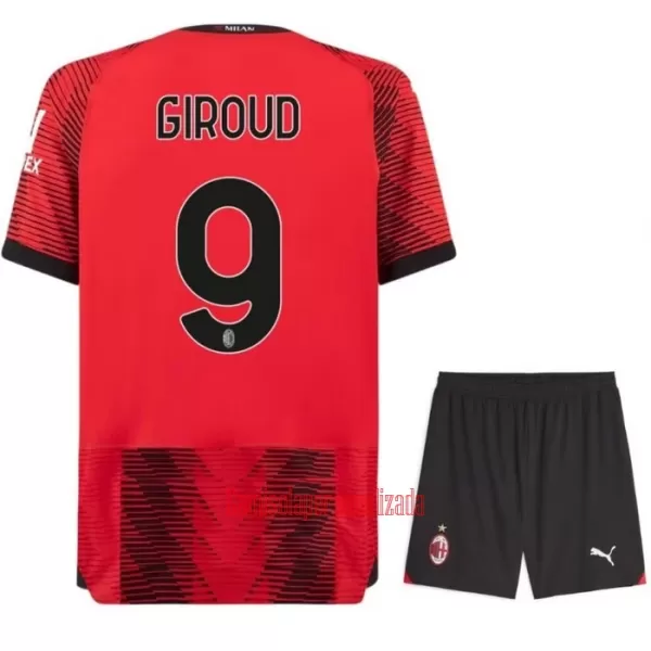 Camisolas AC Milan Olivier Giroud 9 Criança Equipamento Principal 23/24